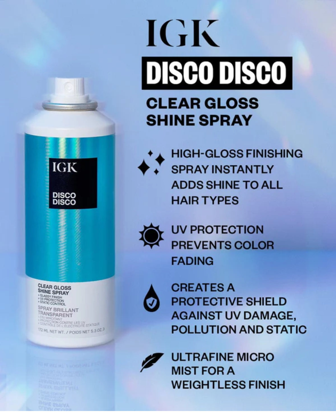 IGK DISCO DISCO Clear Gloss Shine Spray