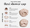 Load image into Gallery viewer, Kitsch Satin Lined Flexi Shower Cap - Terracotta Checker

