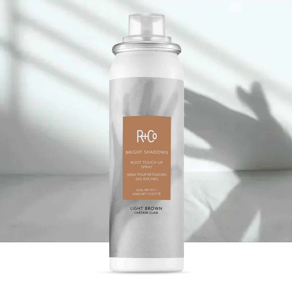 R+Co Bright Shadows Root Touch-up Spray - light brown