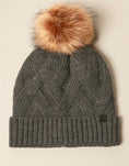 Load image into Gallery viewer, Winter Satin Lined Chevron Knit Beanie
